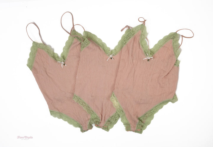 Riley Reid 3 Green Pink Ribbed Bodysuit