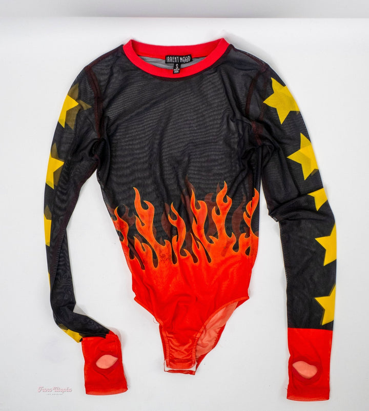 Riley Reid Black Flame Mesh Bodysuit