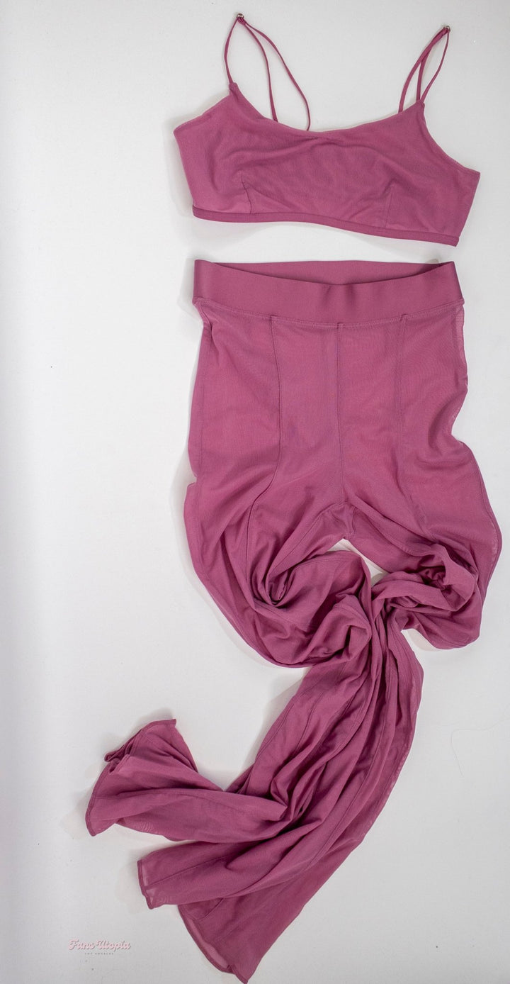 Riley Reid Mauve Meshed Bra & Pants