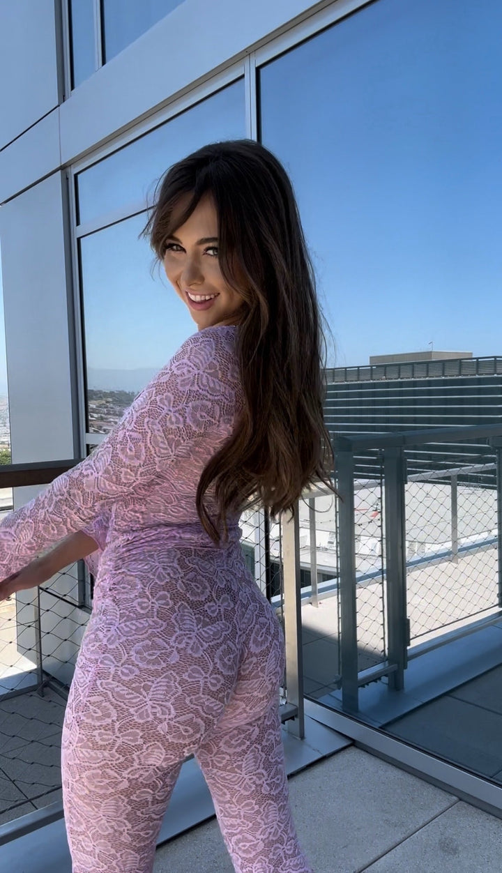 RIley Reid Purple Lace Top & Bottoms