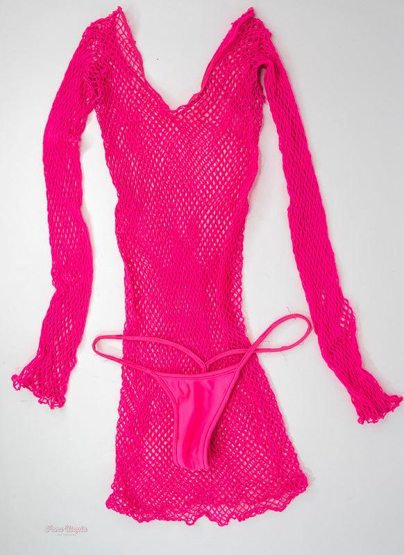 Samantha Mack Hot Pink Mesh Dress - FANS UTOPIA