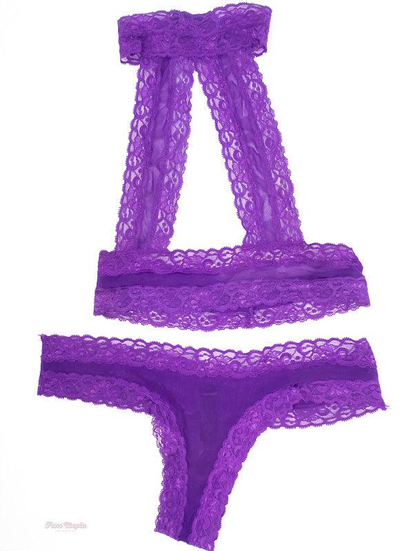 Samantha Mack Purple Stained Lace Bra & Panties Set - FANS UTOPIA