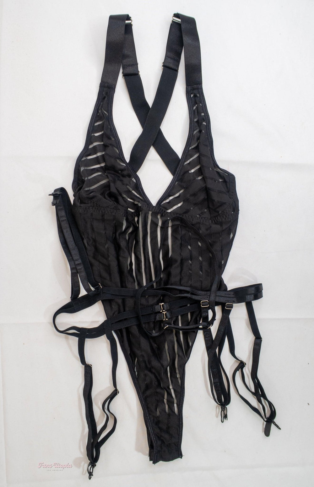 Siri Dahl Black Pinstripe Bodysuit + Garter - FANS UTOPIA