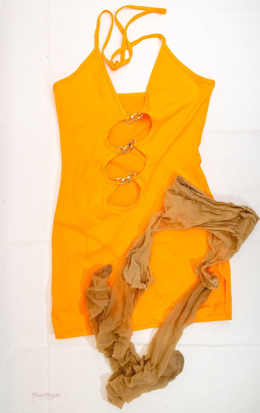 Siri Dahl Orange Dress + Ripped Pantyhose - FANS UTOPIA