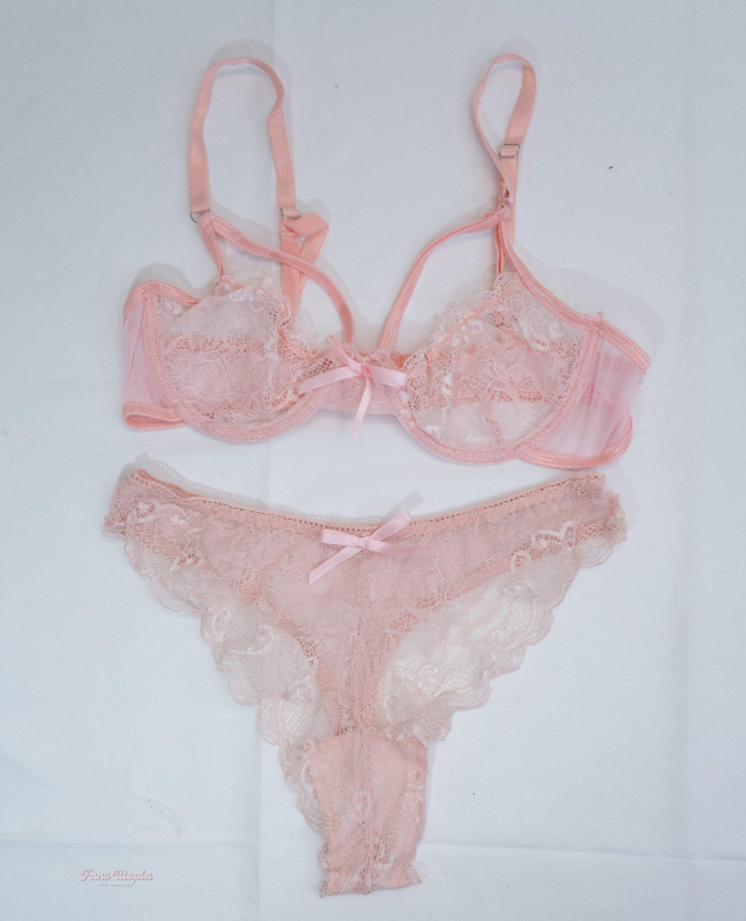 Summer Col Pink Lace Bra & Panties Set + Autographed Polaroid - FANS UTOPIA