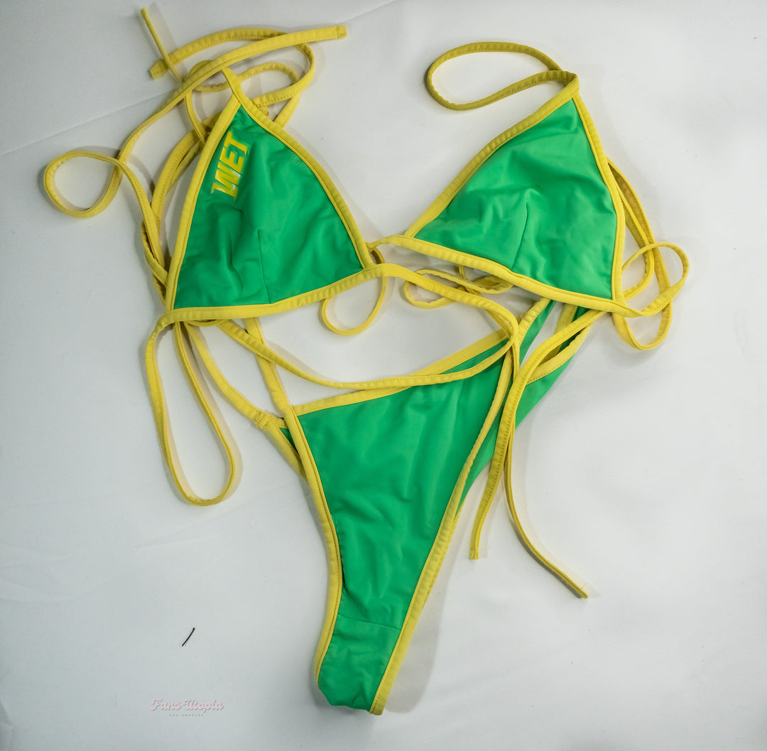 Mia Malkova Green & Yellow String Bikini