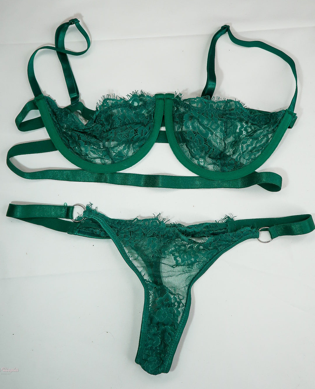 Naomi North Green Lace Bra & Panties Set