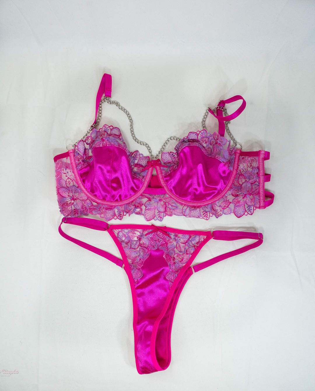 Nikki Benz Pink Chained Bra & Panties Set