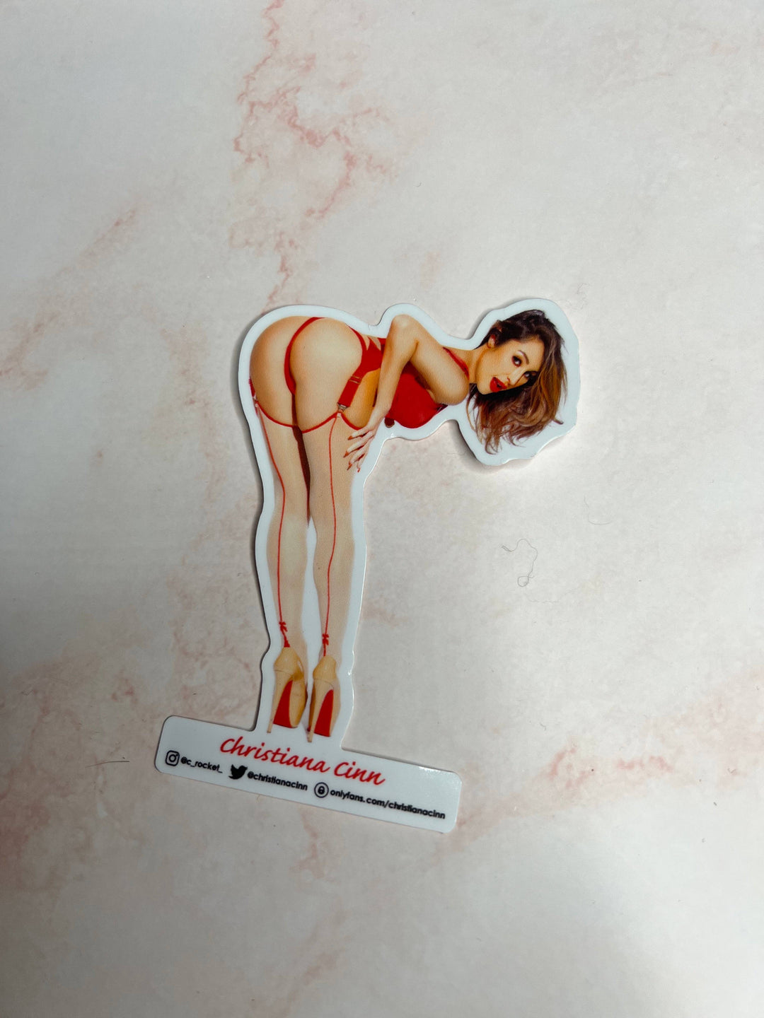 Christiana Cinn Bend Over Sticker - FANS UTOPIA