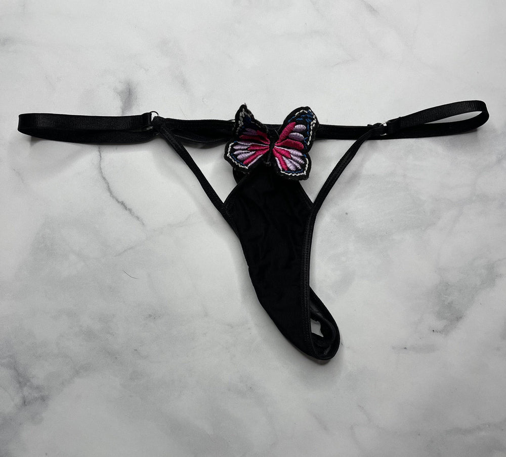 Kaili Thorne Black Butterfly G String Panties - FANS UTOPIA